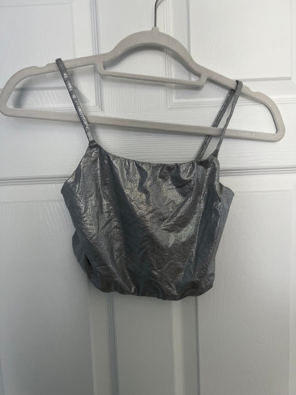 SKIMS Shimmery Crop Top / Bralette – Size Small – Silver